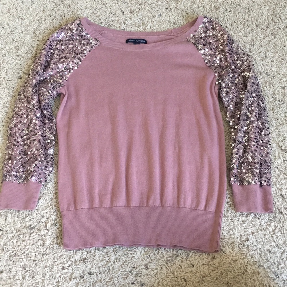 AEO purple/pink sequin sweater